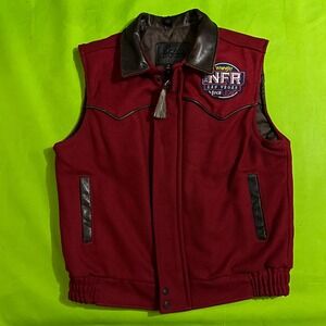 Wool Boyd Gaming Mens Large 2014 Wrangler NFR Las Vegas Western Vest Red USA